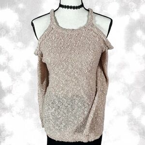 She + Sky Preppy Cold Shoulder Opemn Back Long Sleeve Top.